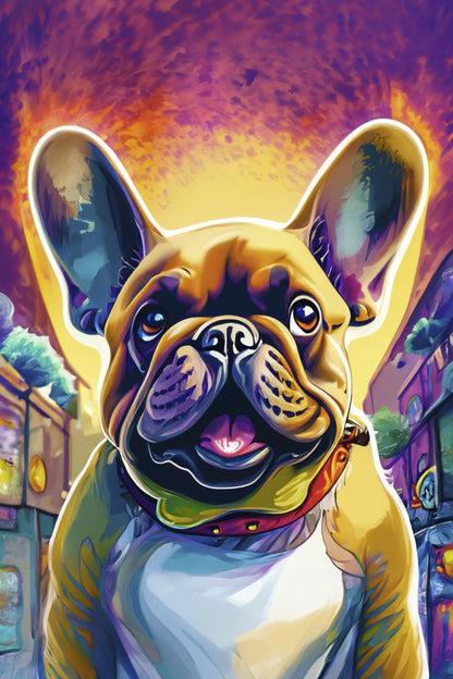 Frenchie at Sunset Digital Artwork